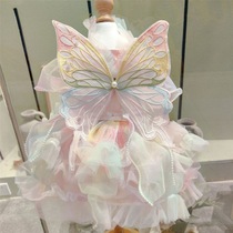 Dogs clothes for summer breathable rainbow fairy Phantom Pink Pink Butterfly Wings Spring Summer Kitty Golden Hair Kirky Fairy skirts