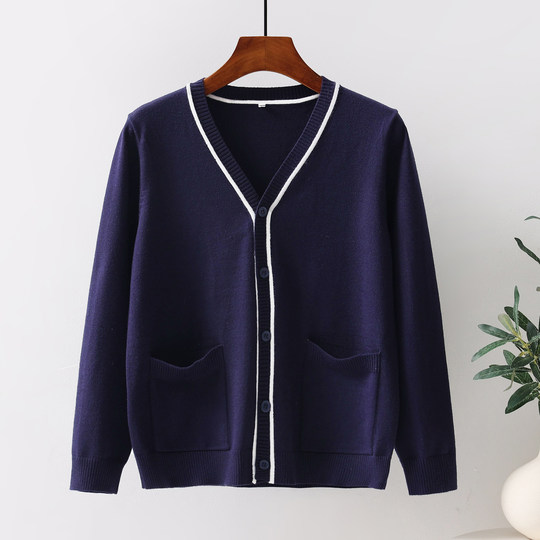 护士毛衣外套开衫女加绒厚保暖大码外穿秋冬季蓝色医院值班工作服