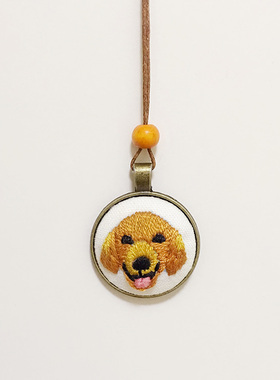 原创手工刺绣复古挂件日系毛衣链