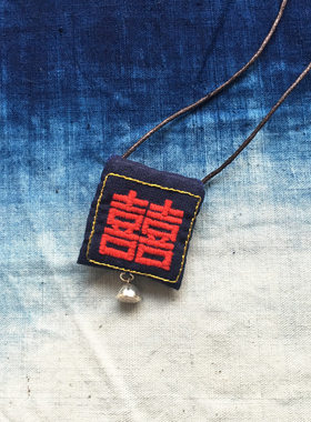 手工刺绣干花项链护身符