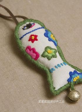 原创手工刺绣布艺长款女士毛衣链