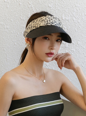 春夏新款编织优雅空顶草帽女
