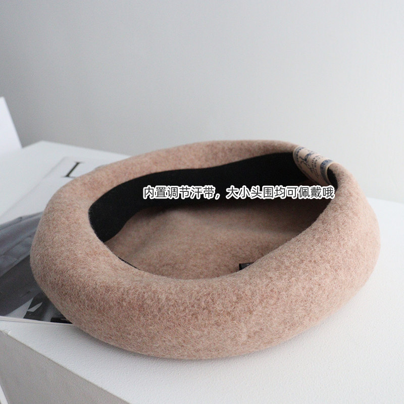 帽子新款秋冬气质贴标纯羊毛加厚画家帽时尚个性纯色欧美风贝雷帽,淘宝优惠券,粉丝福利购,淘宝优惠卷