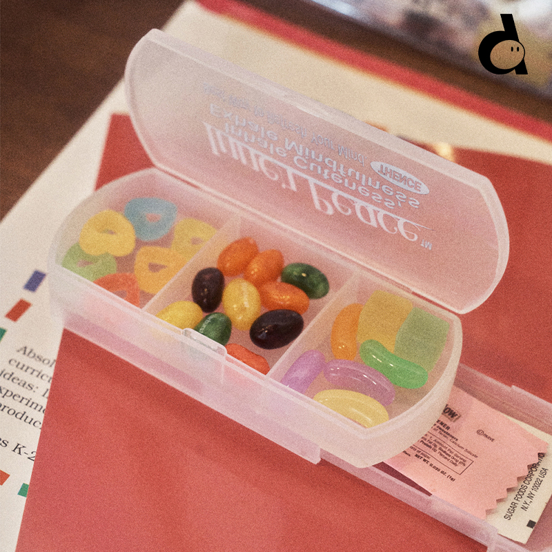 duye度也 韩国THENCE分格抽屉药盒美式复古三格双层便携收纳盒新 - 图1