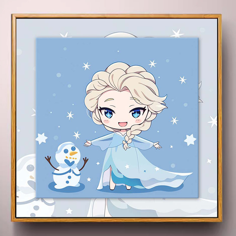 数字油画diy冰雪奇缘艾莎公主 填色人物儿童卡通动漫手工绘油彩画