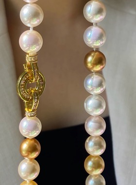 白蝶皇后珍珠项链女 施家仿海水珍珠 锁骨链颈链澳白南洋金珠轻奢