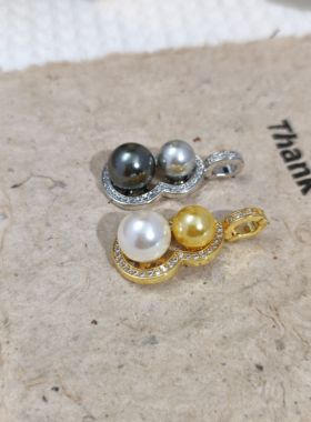 南洋金珠葫芦形招财珍珠吊坠 正圆施家人造珍珠项链坠万能珍珠扣