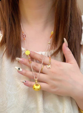 Cris珠宝国潮新中式镀金小胖福项链长款女