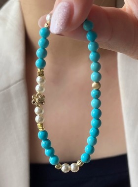 原创设计极细叠戴蓝松石小众复古民族风手链女 手串新中式手工