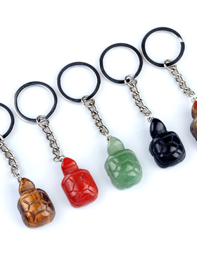 1944-小乌龟钥匙扣 水晶玛瑙半宝石雕刻动物钥匙扣挂件 跨境货源