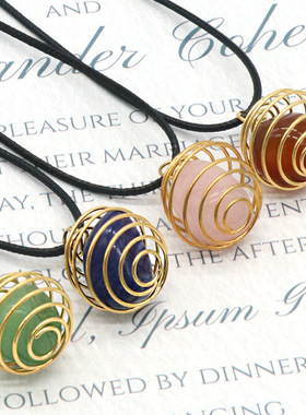 铜丝绕线弹簧吊坠天然水晶