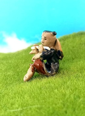 牧童放牛娃人物摆件盆景假山配件