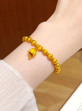 沙金点钻铃兰花拉丝猫眼珠手链女