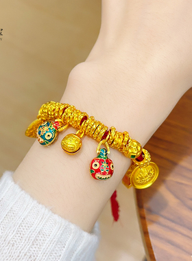 女沙金吞金兽多宝盘缠钱币手串