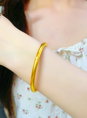 中式女古法沙金999福字传承手镯