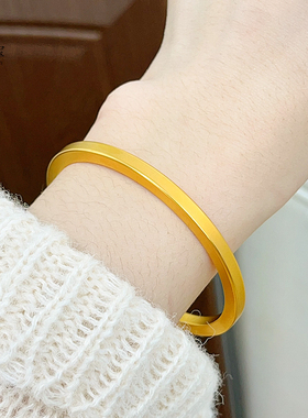 女沙金实心方形筷子素圈手镯百搭