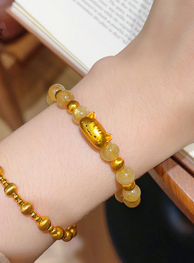 女沙金拉丝猫眼法棍猫发晶手链