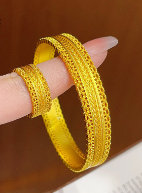 女沙金古法沙金镂空腰缠万贯手镯