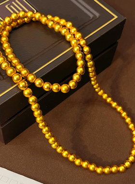 女沙金古法圆珠三圈手链多圈佛珠