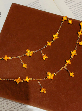沙金桂花醉香项链金色桂花锁骨链
