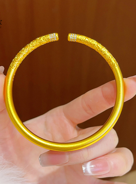 女沙金点钻古法金箍棒开口手镯