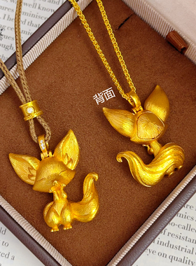 女沙金拉丝狐狸项链毛衣链可爱