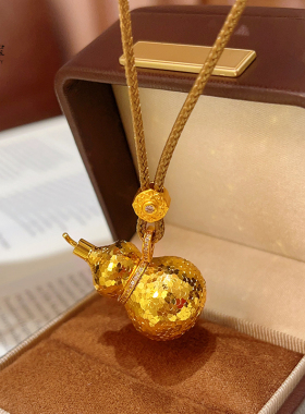 女沙金亮面碎冰冰葫芦吊坠项链