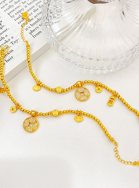 女沙金点钻钱币精打细算算盘手链