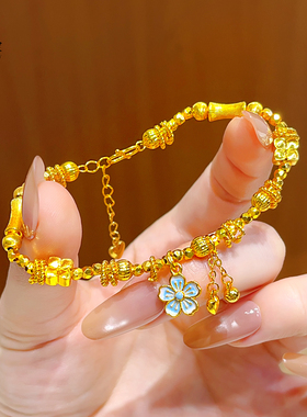 小兰花蹦迪珠手链竹节兰花碎金女