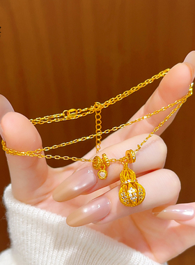 沙金镂空点钻葫芦盘缠项链女送礼