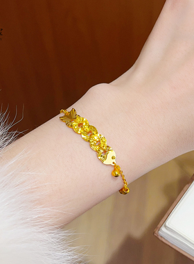 女沙金碎冰冰锦鲤五帝钱项链手链