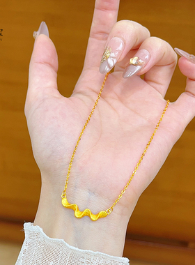 女沙金拉丝波浪绸缎吊坠项链