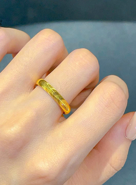 男女对戒沙金爆闪猫眼素圈戒指