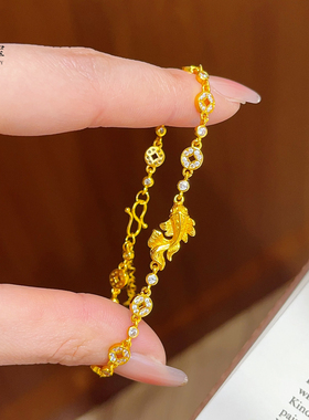 女沙金点钻八方来财锦鲤铜钱手链