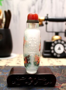 宫廷匠人内画金鱼荷花兽头鼻烟壶