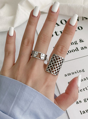 s925泰银玛瑙戒指女时尚个性网红