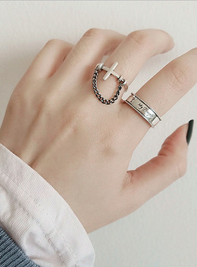 复古镀银十字架做旧戒指