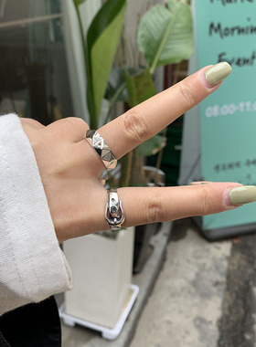 东大门皮带扣镀银复古风夸张戒指