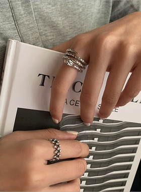 高级感多层朋克风饰品开口戒指