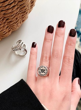 日韩风镀银骷髅头小众设计戒指