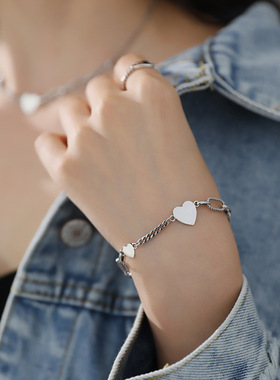 镀银韩版港风小众设计叠戴锁骨链