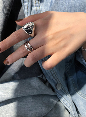 镀银复古ins韩国东大门爱心戒指