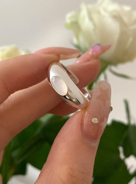 韩版极简风月亮石戒指女