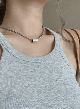原创镀银圆柱字母小众设计感项链