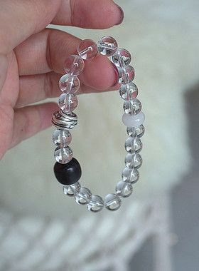 天然白水晶手串 小众设计感百搭手链礼物新中式