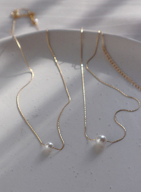 保色简约经典路路通珍珠项链纤细