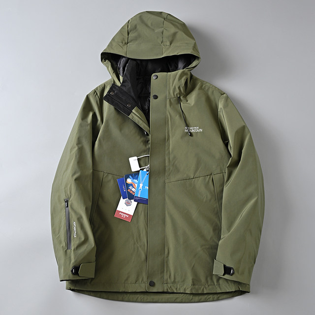 Three-in-one autumn and winter outdoor warm hooded down jacket