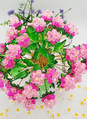 成品手工串珠绣球玫瑰花摆件