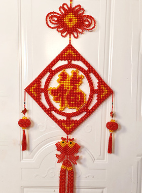 串珠团圆福中国结大挂件