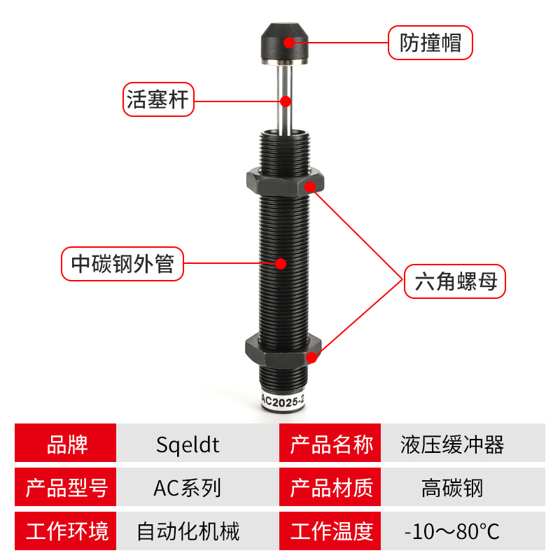 油压液压缓冲器气缸阻尼器气动减震器AC0806/1210/1412/1007/2050 - 图0